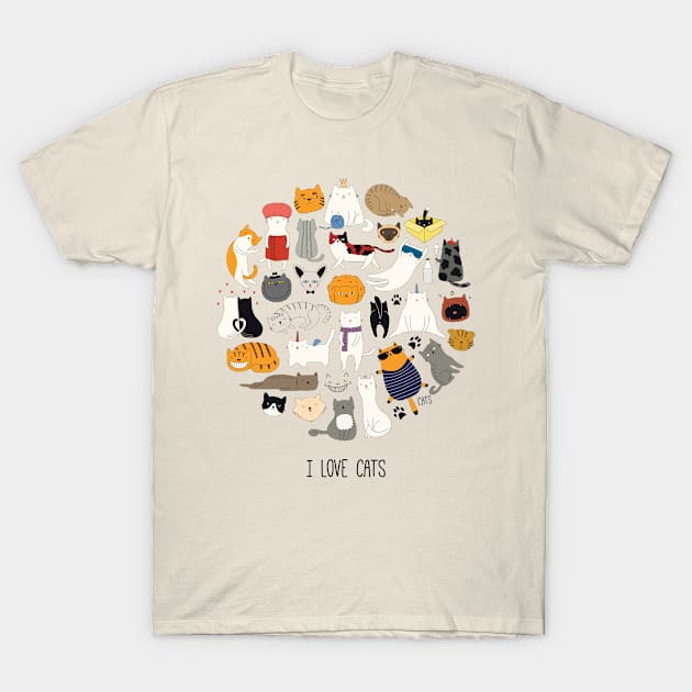 Cats are so cute - I Love Cats T-Shirt by Juriren